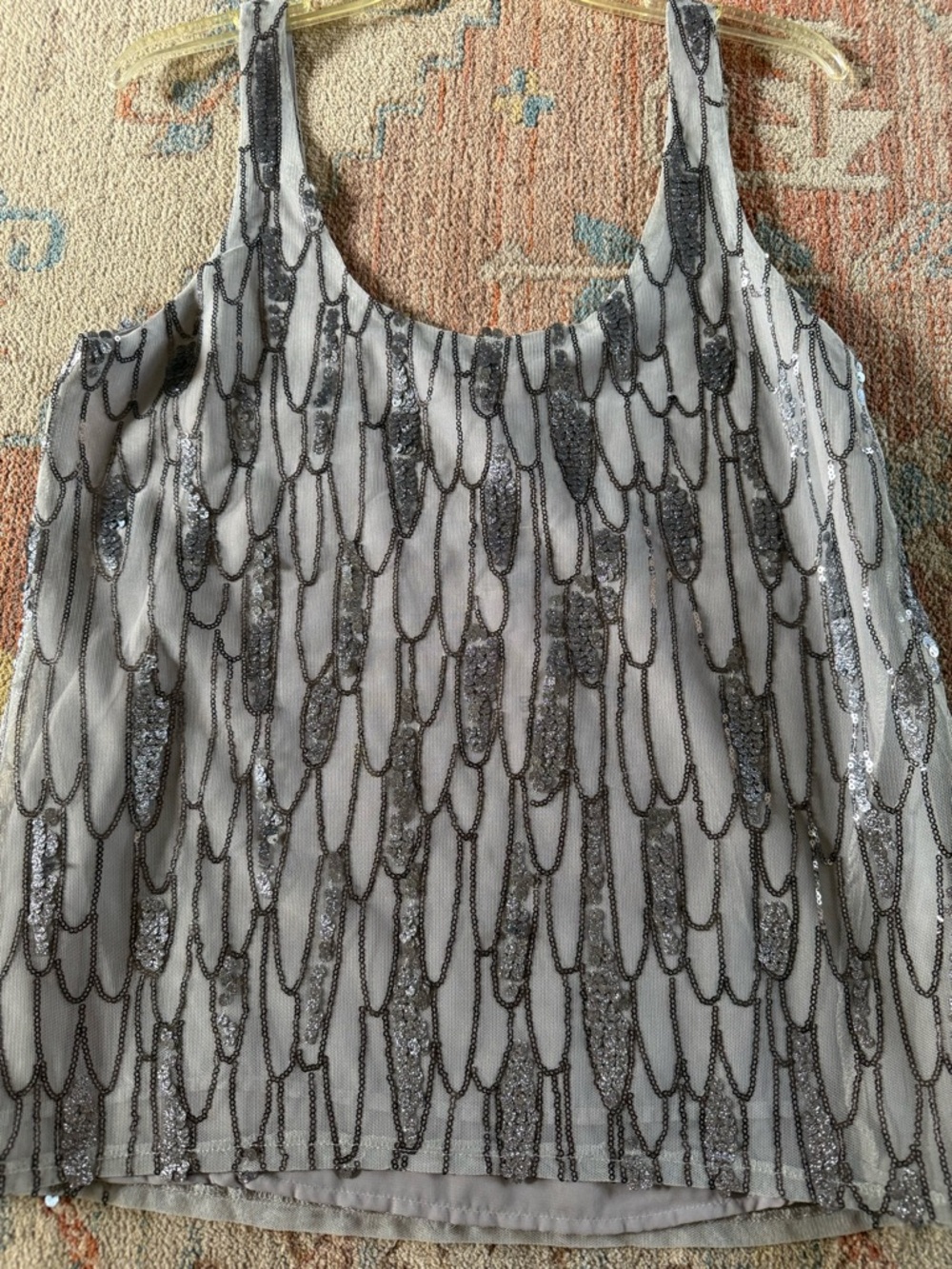 BB Dakota Silver Sequined Sleeveless Top